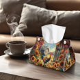 thumbnail image 4 of ZUXONGSY Sunflower Rooster Tissue Box Covers PU Leather Household Tissue Holder with Snap Button Decorative Rectangular Tissue Box Covers Wear Resistant Accessories Decor, 4 of 7