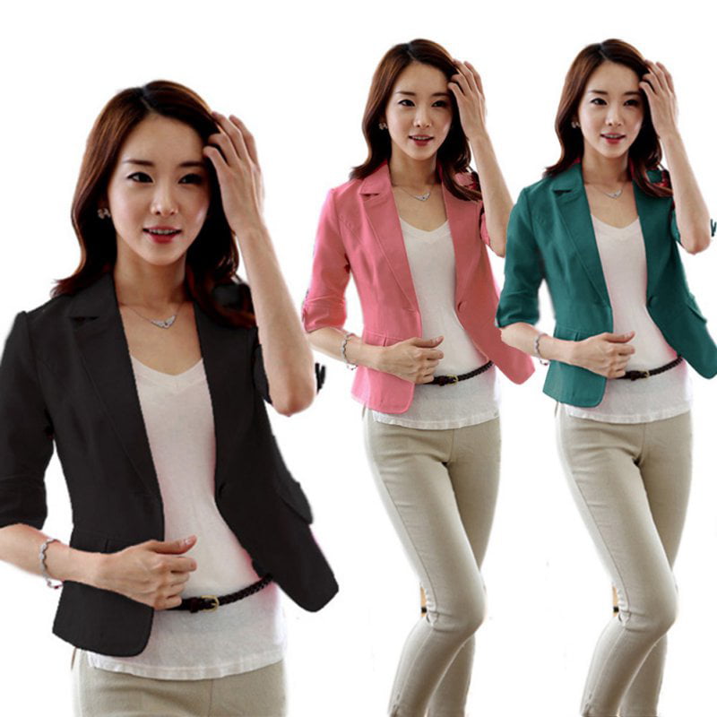 Lmx+3f Fashion Women OL Style Slim Suit Long Quarter Sleeve Blazer Elegant Coat Solid Soft Comfy Casual Suit