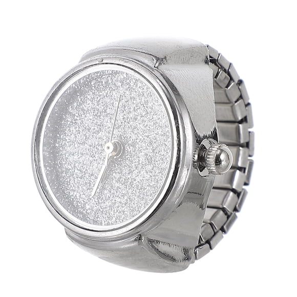 1Pack Silver Circular Ring Watch for Men and Women with Timekeeping and Decoration