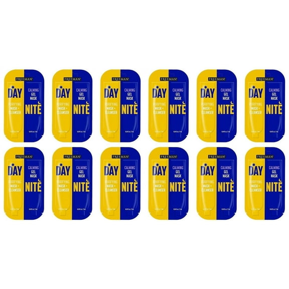 Freeman Day/Nite Mask -Day & Night Facial Mask Gel Purifying Calming -12 ct