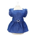 thumbnail image 1 of Vestido con arnés de mezclilla para perros pequeños y medianos, falda vaquera ajustable con anilla en D, ropa de verano para perros (azul oscuro) M, 1 of 5