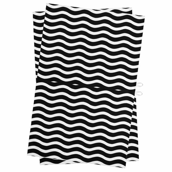 Black Moire Ombre Kitchen Towels Set of 2, Water Absorbent Dish Towel, Water Ripple Stripe Farmhouse Decorative Hand Towels - Quick Drying Cloth for Cooking Baking, 18x28 Inch
