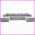 thumbnail image 6 of Modern Chenille L-Shaped Sectional Sofa, 5-Seat with Ottoman, Convertible Sleeper & Free Combination for Living Room, 6 of 18