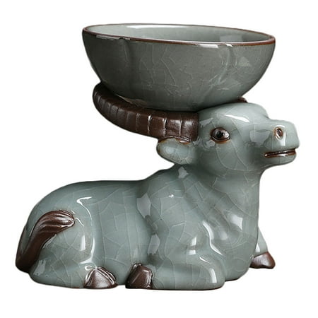 

NUOLUX 1 Set Ceramic Bull Tea Leak Tea Filter Ge Kiln Tea Leakage Creative Tea Saucer