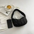 thumbnail image 3 of Women Shoulder Bags Cloth Quilted Simple Solid Color Shopping Bag (Black), 3 of 10
