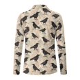 thumbnail image 5 of Xoenoiee Raven Crow Floral Print Women’s V Neck Polo Shirts Long Sleeve Collared Business Fall Tunic Tops Ladies Polo Loose Fit Stretchy Fall Clothing Soft Trendy Outfits Golf Shirts, 2XL, 5 of 7