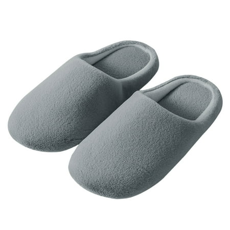 

Gubotare Men Slippers Memory Foam Men s Memory Foam Slippers Comfort Wool-Like Plush Lined House Shoes for Indoor & Outdoor Gray 12
