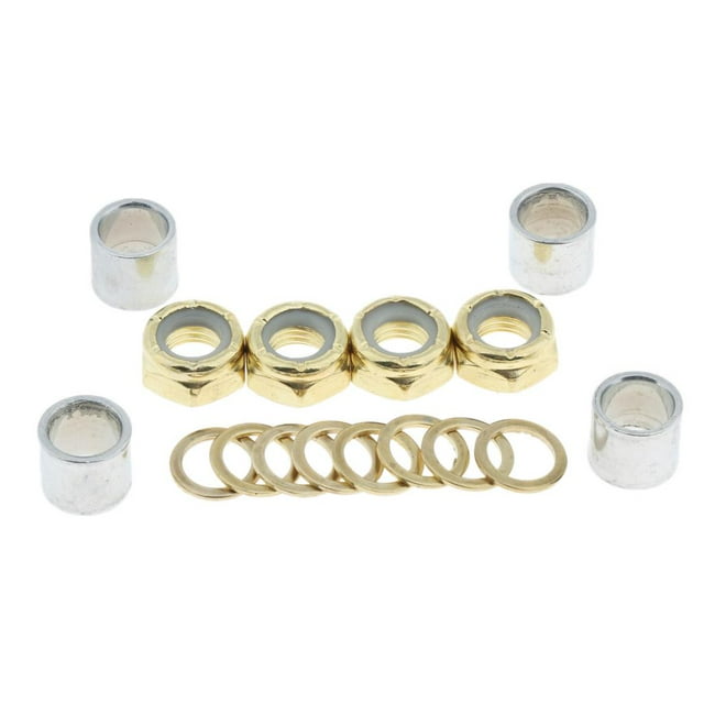 16 uds espaciador de rodamiento Longboard camión tuercas eje dorado shamjiam Separador de cojinetes de monopatín