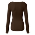 thumbnail image 4 of larppty Long Sleeve Shirts for Women Lace V Neck Ribbed Fitted T-Shirt Dressy Business Casual Blouses 2025 Trendy Fall Tops（Brown，M）, 4 of 7