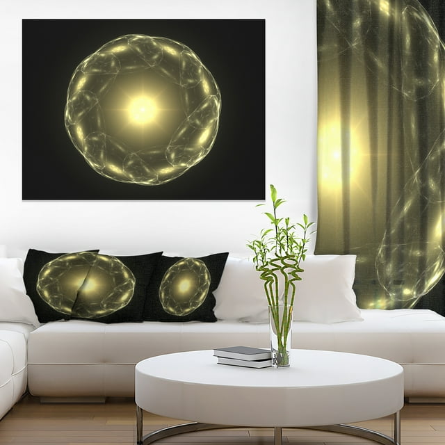 Shiny Bright Yellow Radial Fractal Flower - Floral Canvas Art Print