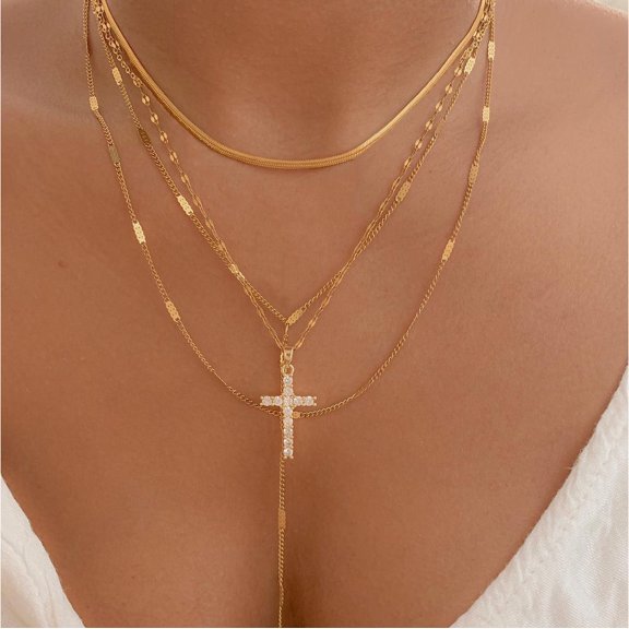 Fashion Special-interest Vintage Cross Pendant Clavicle Chain Multi-layer