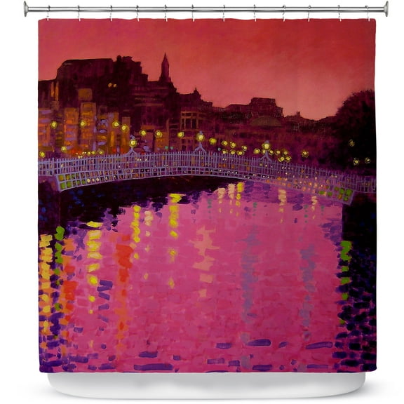 Shower Curtains 70" x 73" from DiaNoche Designs by John Nolan - Twilight Ha Penny Bridge Dublin