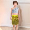 thumbnail image 2 of Lujianch Robe de Danse pour Enfants Jupe à Sequins Extensible Jupe Jupe à Manches Volantées pour Filles Robes de Fête avec Nœuds Taille 2-10 Ans, 2 of 4
