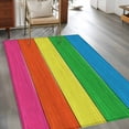 thumbnail image 2 of Colorful Wooden Grain Area Rugs 2.7'x5', Washable Small Throw Rugs for Kitchen Bedroom, Farmhouse Vintage Country Gradient Indoor Outdoor Rug Non-Slip Low Pile Carpet Runner Reversible Floor Mats, 2 of 8