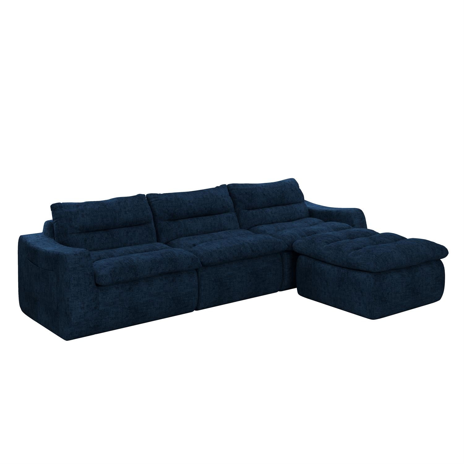 Demi Bonn 116" Modern L-Shaped Modular Sofa, Comfortable Beanbag Style, Stylish Lazy Couch for Living Rooms and Relaxation, Blue