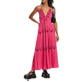 thumbnail image 1 of xiaxaixu Robe Longue Décontractée d'Été pour Femme, Broderie de Fleurs, à Nouer, Col Licou, Sans Manches, Robe Mode Dos Nu, Robe Trapèze, 1 of 9