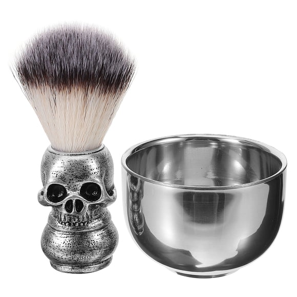 Kit de afeitado para hombre: incluye brocha de fibra, bol y aplicador de espuma.