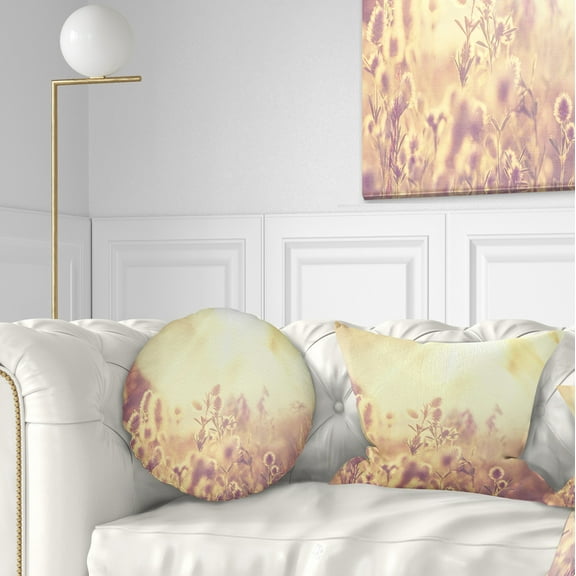 Designart Flowers in Mountain Meadow At Sunset - Flower Throw Pillow - 12x20