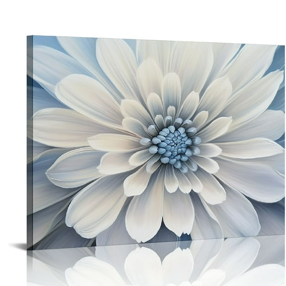 COMIO  Floral Canvas Wall Art with Textured Modern Abstract White Flower Paintings Aesthetic Pictures Artwork for Living Room Bedroom Bathroom Decor