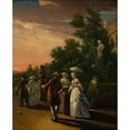 thumbnail image 2 of Jens Juel 20x24 Black Ornate Framed Double Matted Museum Art Print Titled: Promenading in a Park (1764), 2 of 5