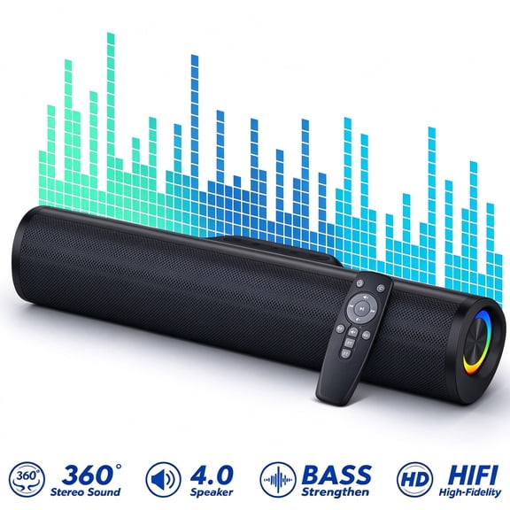 Dammyty Sound Bar for TV, 3D Surround Sound System TV Sound Bar, Bluetooth 5.3 Soundbar with Built-in Subwoofer, 50W Home Theater TV Speakers, HDMI-ARC, Optical, AUX, USB