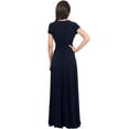 thumbnail image 6 of KOH KOH Long V-Neck Flowy Cap Short Sleeve V-Neck Bridesmaid Wedding Guest Party Formal Summer Sundress Tall Gown Maxi Dress Dresses For Women Dark Navy Blue X-Large US 14-16 NT074, 6 of 7