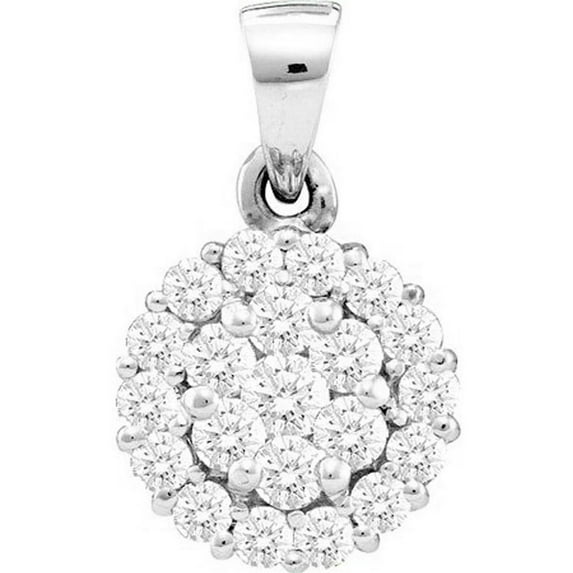 Dazzlingrock Collection 0.45 Carat (ctw) 14K Round Diamond Ladies Cluster Circle Pendant 1/2 CT, White Gold