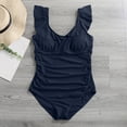 thumbnail image 6 of Sngxgn Women's Twist Back Cut Out Ring Plunge Neck Swimsuit Bathing Suit(Navy,M), 6 of 6