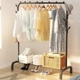 thumbnail image 2 of Limorve Metal Clothing Rack with Wheels, 43.3 Inches Rolling Clothes Garment Coat Rack with Bottom Shelf, Clothing Rack for Hanging Clothes, Coats, Skirts, Shirts, Sweaters, Black, 2 of 9