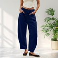 thumbnail image 2 of vigerkar Cotton Baggy Low Rise Barrel Pants for Women, Relaxed Lounge Boho Beach Travel Wide Leg Trousers, Breathable Summer Style (Navy, S), 2 of 6