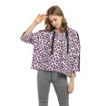 thumbnail image 4 of Women’s Crop Top Hoodie Sweatshirt Oversized Casual 3/4 Sleeve One Size Pink Cheetah, 4 of 7