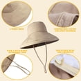 thumbnail image 3 of 2Pack Cotton Women Sun Hats, Wide Brim Sun Hats with Metal Wired Edge, Women's Bucket Hat Summer Beach Cap, 3 of 7