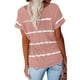 thumbnail image 2 of Camiseta de algodón a rayas para mujer, camiseta de manga corta con cuello redondo, Tops holgados informales, ropa de calle para mujer 2022, 2 of 4