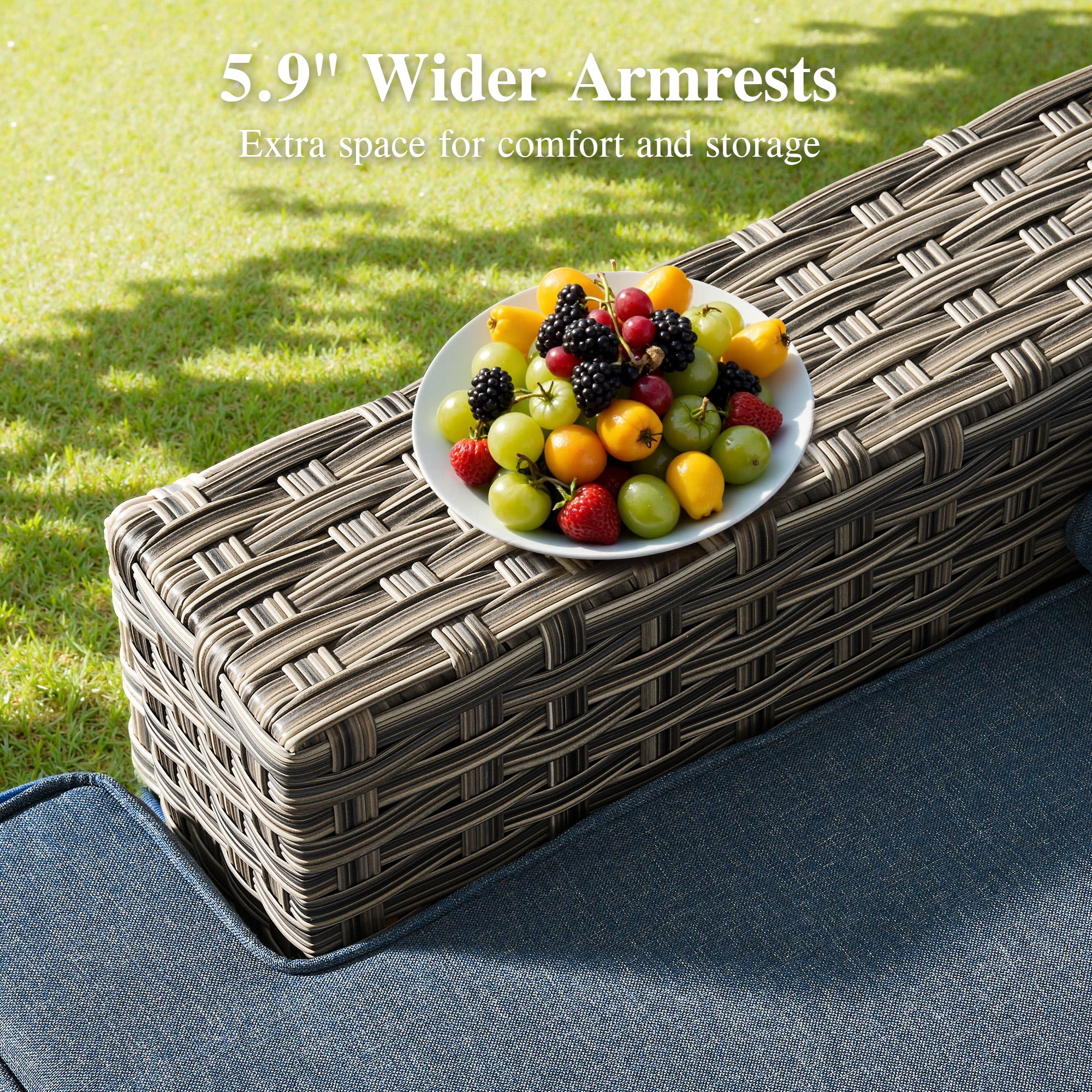 Ovios Patio Furniture Set 8 Pieces Patio Conversation Seating All-Weather Rattan Wicker Outdoor Sectionals with Swivel Rocking Chair for Backyard