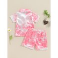 thumbnail image 4 of Bagilaanoe 2Pcs Toddler Baby Girl Summer Pajamas Set Tie Dye Short Sleeve Shirt and Shorts 1T 2T 3T 4T 5T 6T Kids Sleepwear Loungewear, 4 of 7