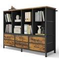 thumbnail image 4 of Afuhokles 8 Cube Bookcase, Storage Bookshelf with 6 Fabric Drawers, 4 Tier Bookcase with Open Display Shelves, Brown, 4 of 9