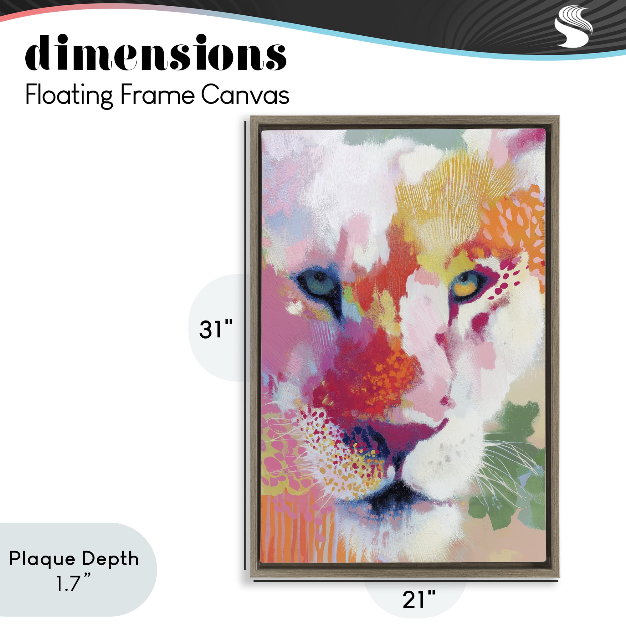 Stupell Industries Lion Eyes with Intense Gaze Brown Framed Floater Canvas Wall Art, design by Chromatic Storm Studio