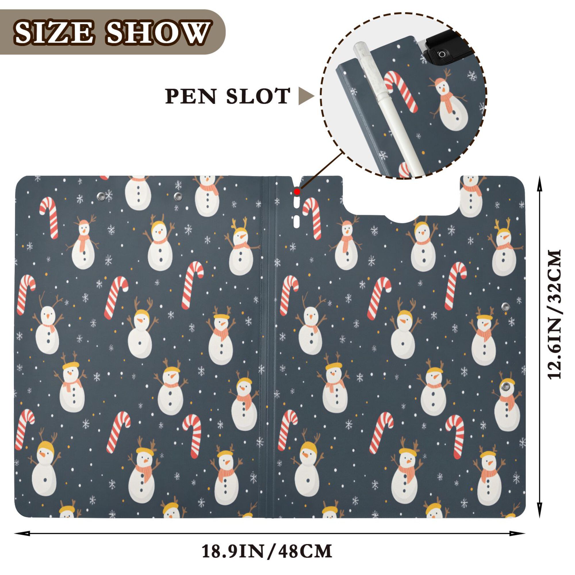 FORMRS A4 Clipboard Folder with Pen Holder Horizontal Foldable School Office Binder, Playful Winter