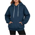 thumbnail image 2 of Fall Sweatshirts for Women Trendy-Women's Plain Long Sleeve Pullover Tops with Pockets Fashion L, 2 of 7