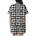 thumbnail image 3 of Naloa Black Tartan Plaid Women's Short-Sleeved Pajama Set, Loungewear, Summer pajamas, Breathable Cozy - Small, 3 of 9