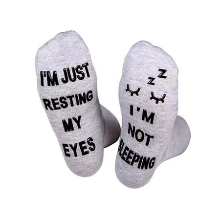 

Novelty Funny Not Sleep Just Resint Eyes Crew Socks for Men Women with Glowing