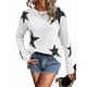 thumbnail image 1 of Suéter Informal de Punto con Cuello Redondo y Hombros Caídos con Estampado de Estrellas para Mujer L, 1 of 9