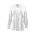 thumbnail image 4 of UJNDER Women's Autumn T Shirts for Women Solid Color Zipper Sleeve V Neck Drawstring Long Sleeve Top Comfortable White M, 4 of 4