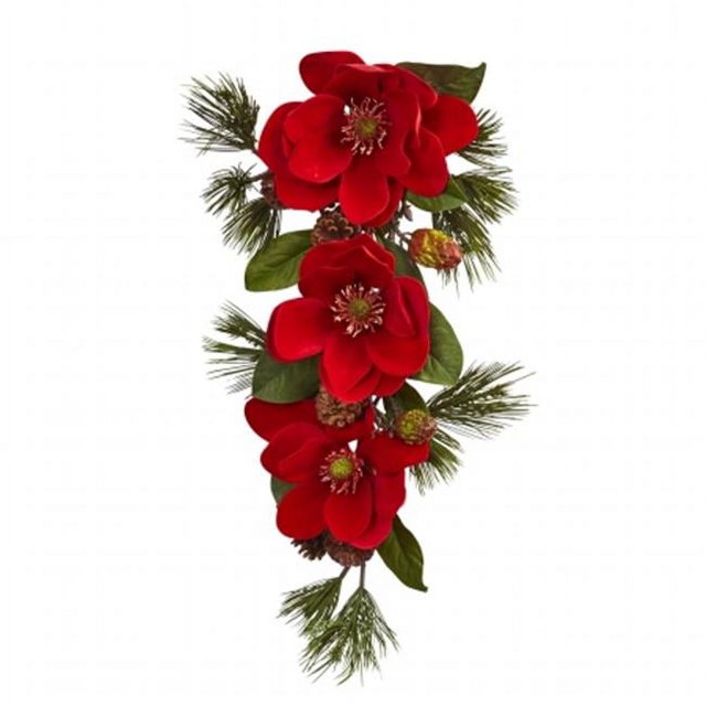 Nearly Natural 4870 26 Po Rouge Magnolia et Pin Larme