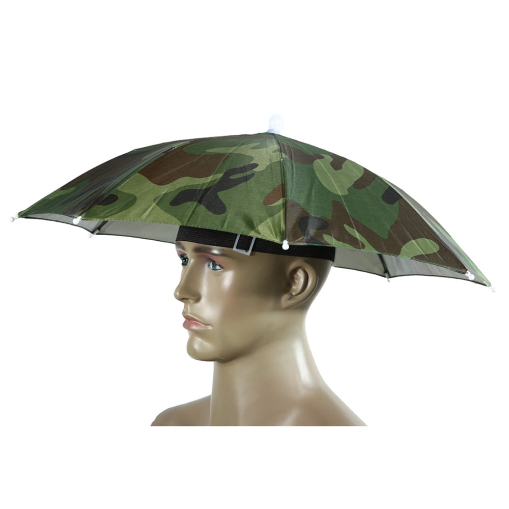 Fishing Umbrella Hat Foldable Sunscreen Shade Caps Anti-UV Camouflage Headwear