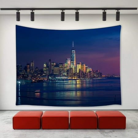 CADecor New York City Tapestry,New York City Skyscrapers USA Houses High Building Night Evening Scenery Wall Tapestry Wall Decor for Bedroom Living Room College Dorm 40x60