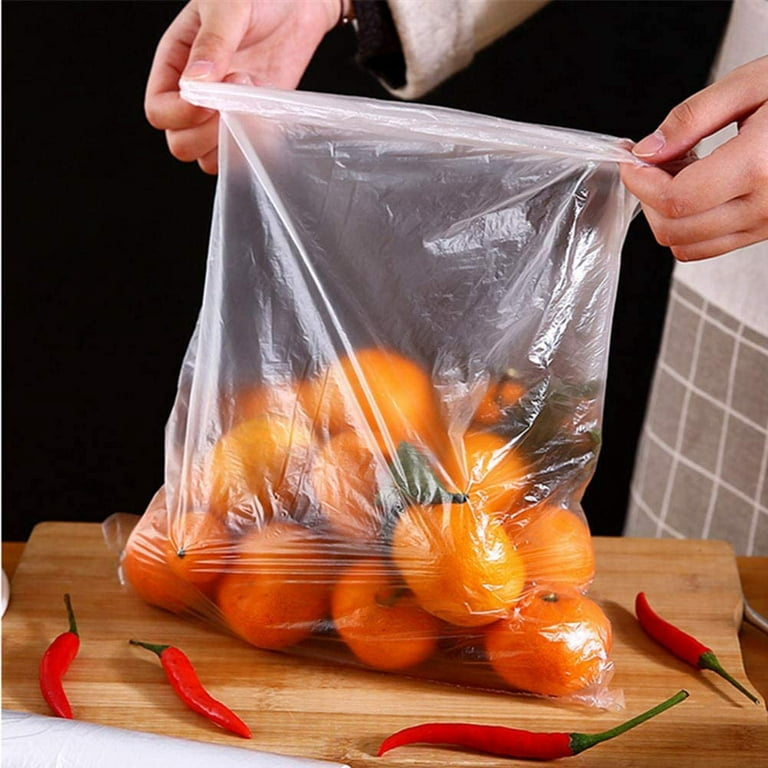 KINJOEK 2 Rolls 10 x 14 Inches Disposable Plastic Food Bags, Plastic  Produce Bags, Plastic Bags Roll Food Storage Clear Bags, Polyethylene, 500