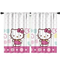 2 Panels Print Pattern Nursery Curtains Boys Girls Kids Hello Kawaii Cat Cute Window Drapes for Living Bedroom Playroom Room Decor Rod Pocket 42x63Inch