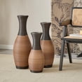 thumbnail image 2 of Hand-Woven PVC Rattan Vases Set of 3,GreyBrown and Beige Striped Floor Vases for Home Decor, 2 of 7