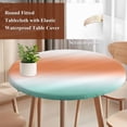 thumbnail image 3 of Burnt Orange Green Ombre Round Tablecloth 45-54 Inch Round Fitted Table Cloth with Elastic Edge, Color Gradient Modern Abstract Art Waterproof Table Cover Protector for Outdoor Picnic Party Dining, 3 of 9